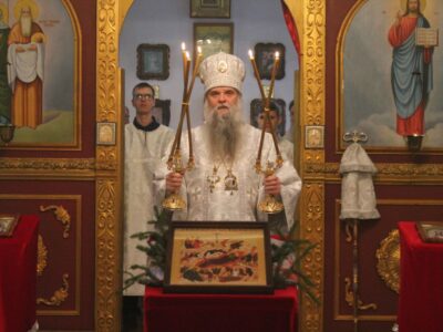 Епископ Савва совершил Божественную Литургию в храме великомученика Георгия Победоносца при ИК №4 города Алексеевка